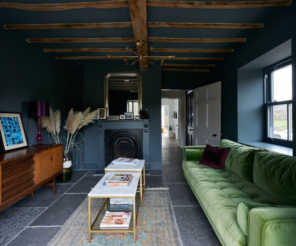 Welsh Farmhouse renovation | Dark Living room in a Victorian cottage | Interior Designers